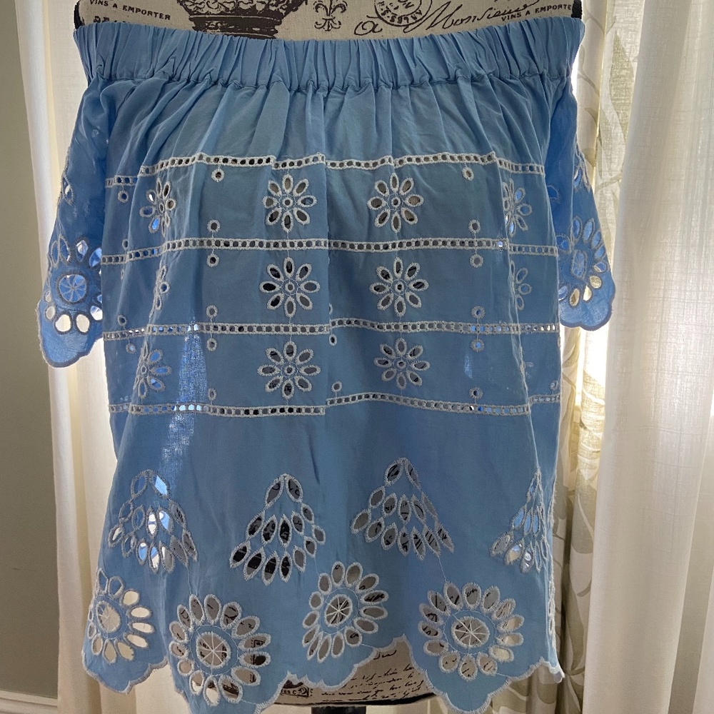 NWT light blue eyelet blouse